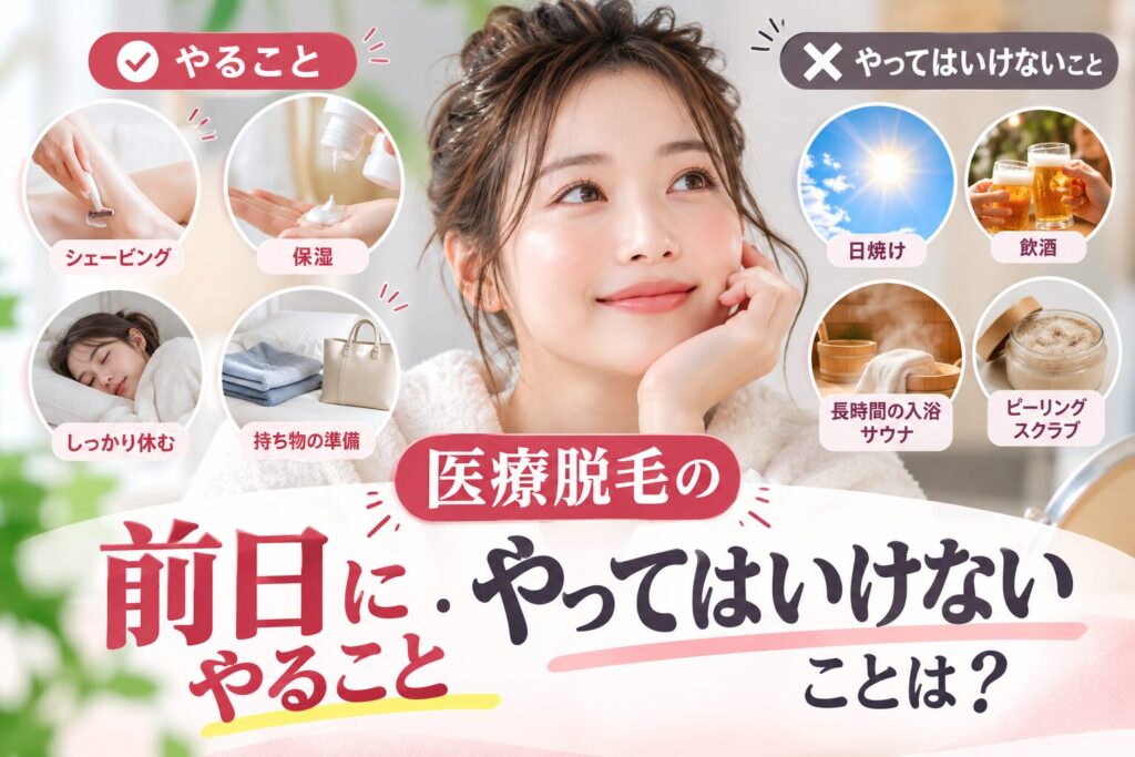 医療脱毛の前日にやること・やってはいけないことは?自己処理から当日の準備まで解説