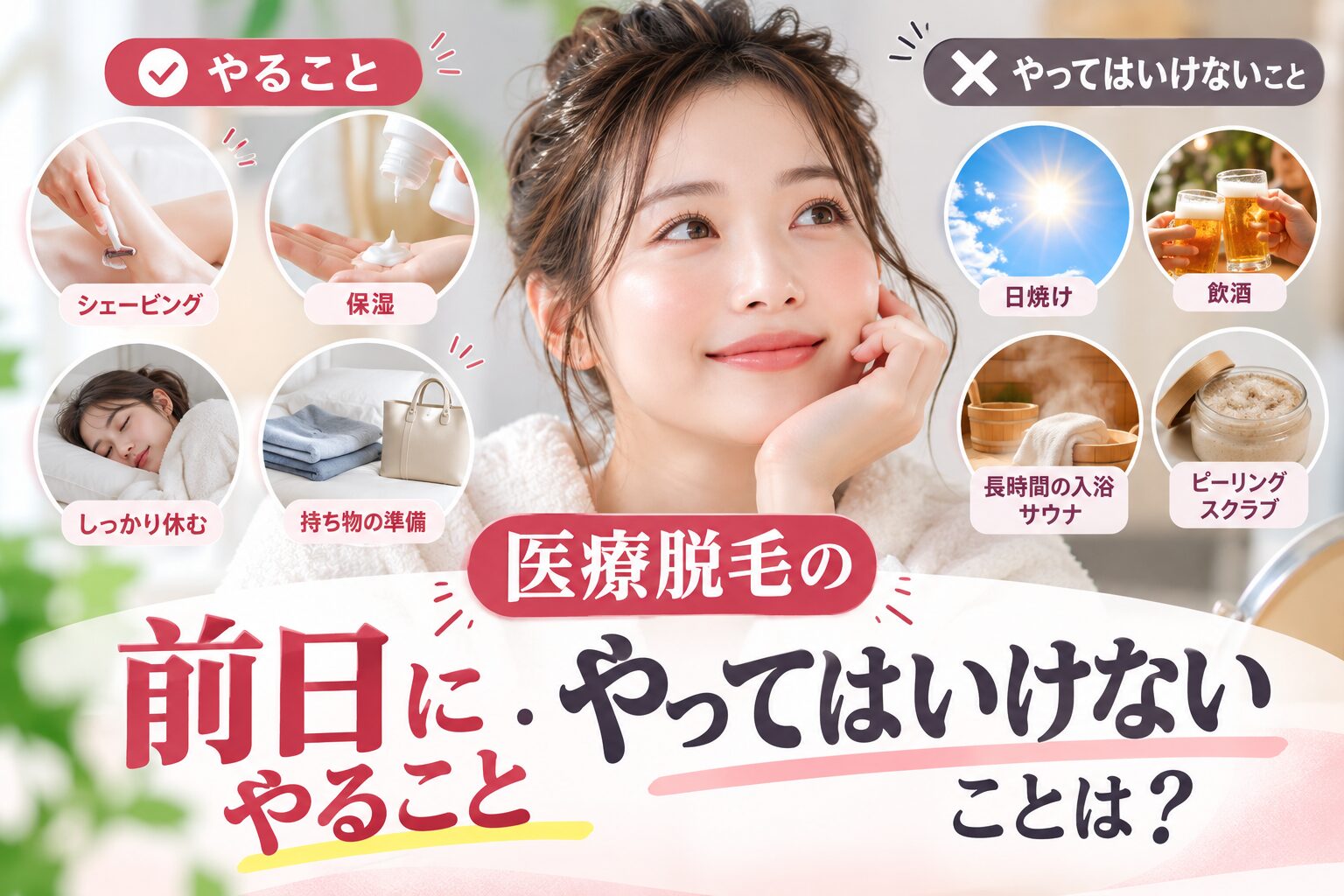 医療脱毛の前日にやること・やってはいけないことは？自己処理から当日の準備まで解説