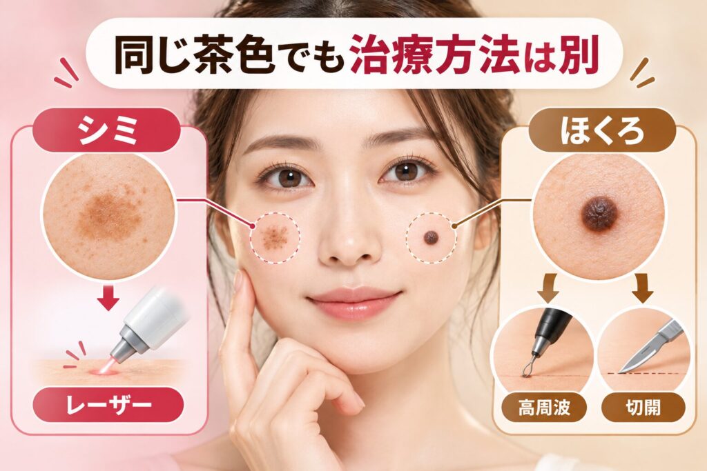 シミ取りレーザーではほくろは取り切れない