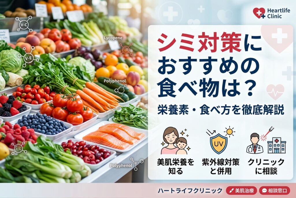 シミ対策におすすめの食べ物は?栄養素や食べ方を解説