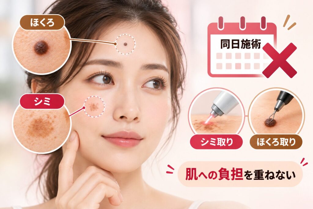 当院では部位が離れていても同日施術は行わない