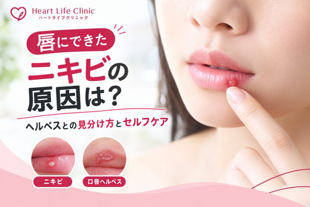 唇にできたニキビの原因は？ヘルペスとの見分け方とセルフケア