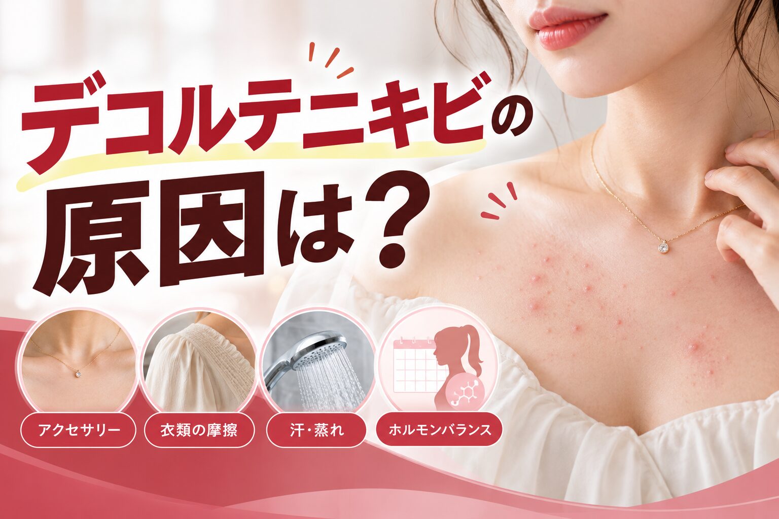 デコルテニキビの原因は？アクセサリーの摩擦と正しいケア方法を解説