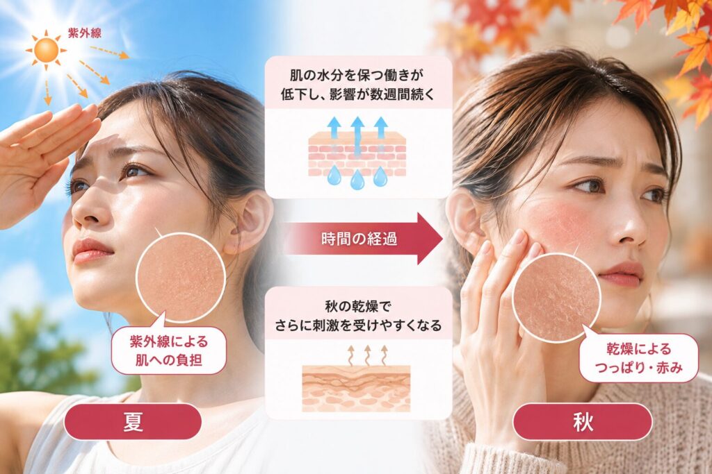 夏の紫外線ダメージが秋に遅れて表れる