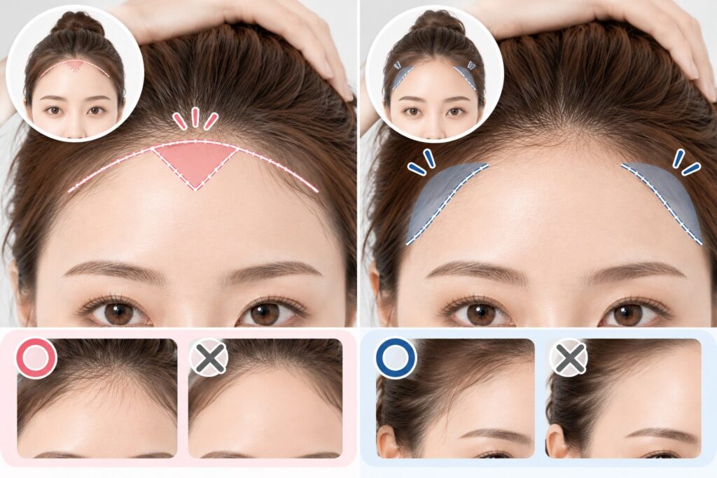 生え際の形と顔のバランスを先に決める