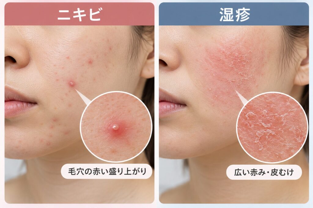 ニキビか産後の湿疹や肌荒れかを見分ける