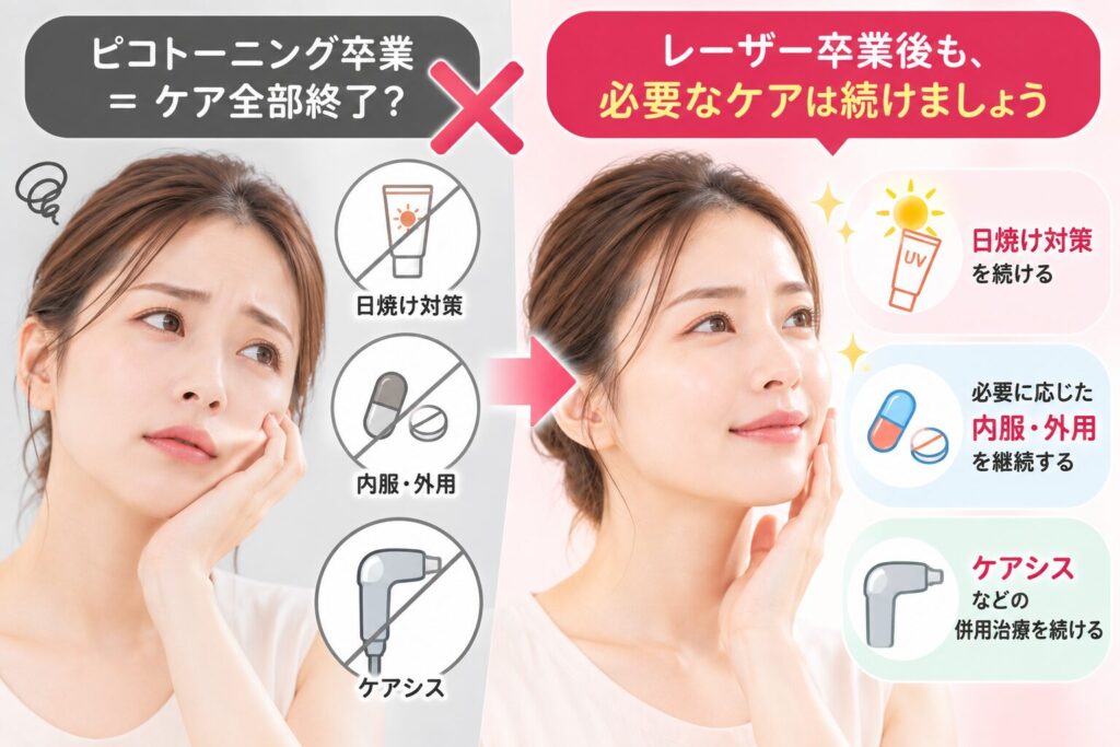 レーザーと一緒に続けていたケアもやめている