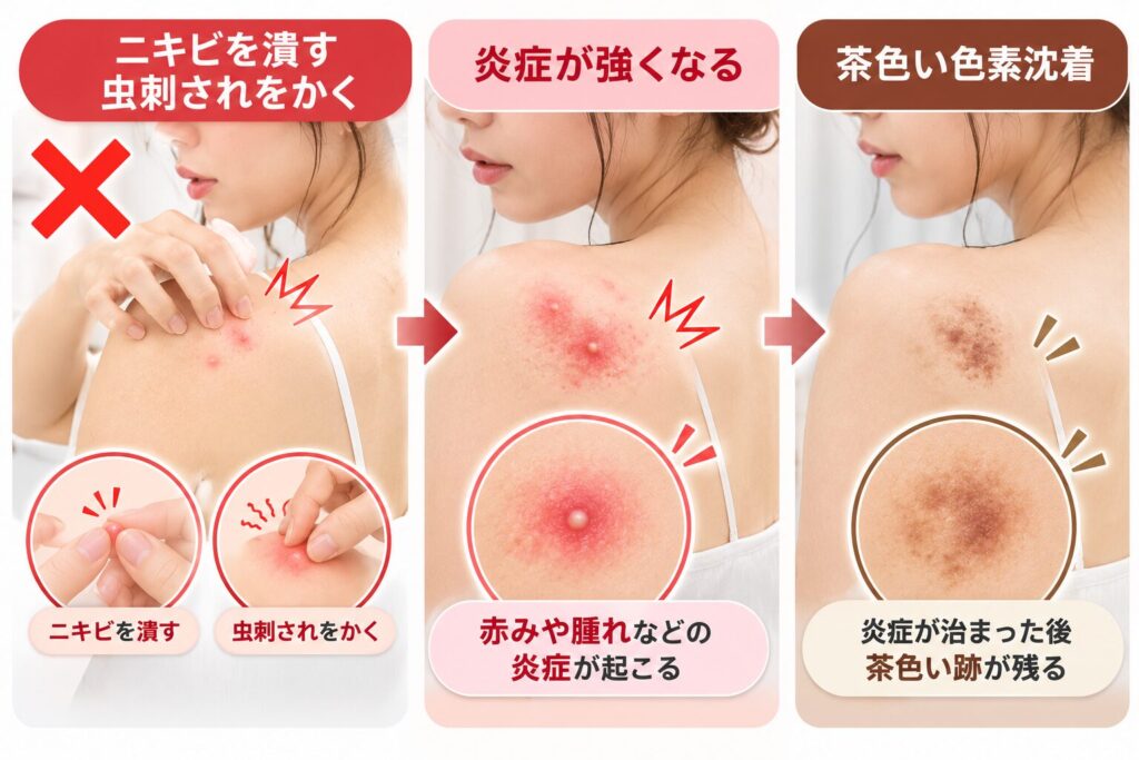 虫刺され・ニキビ跡を触る・潰す