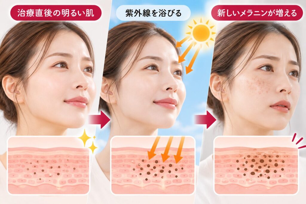 紫外線で新しいメラニンが作られ続ける