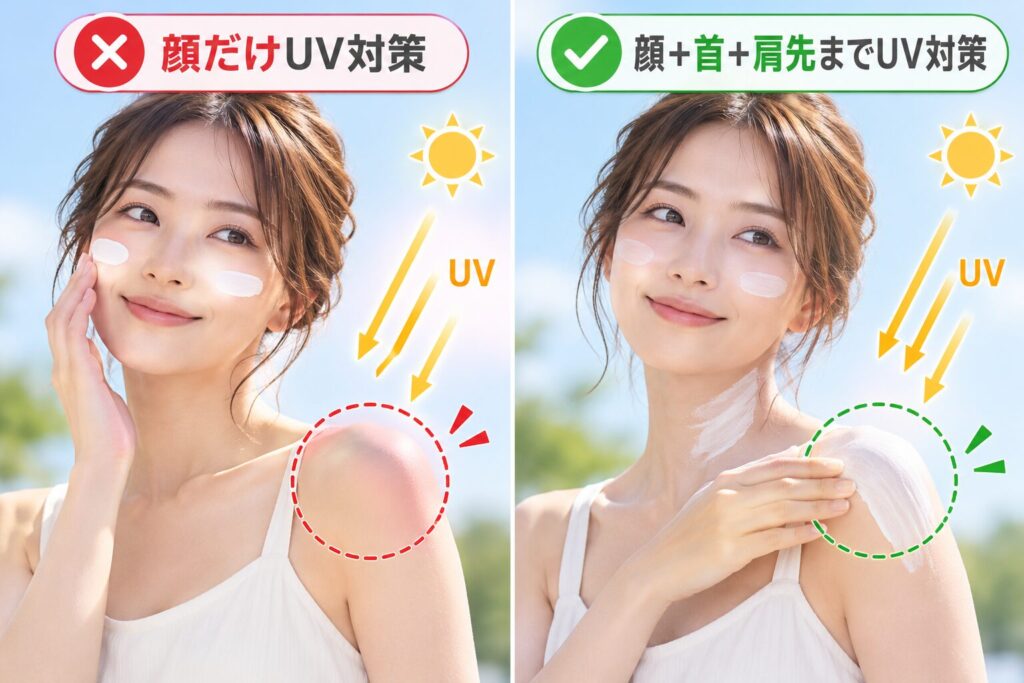 日焼け止めを塗り忘れる
