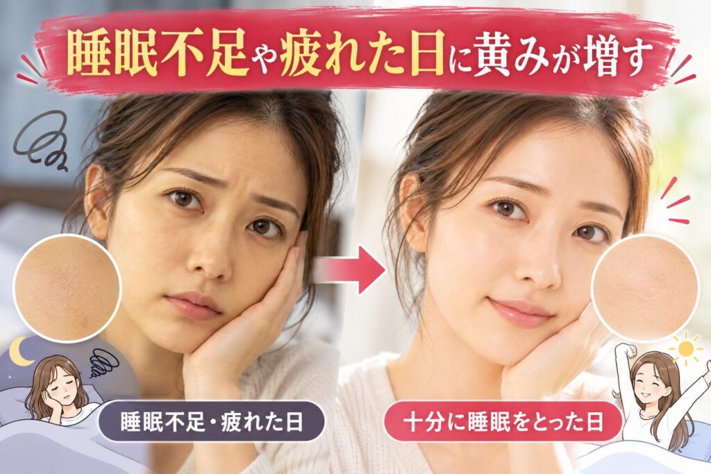 睡眠不足や疲れた日に黄みが増す