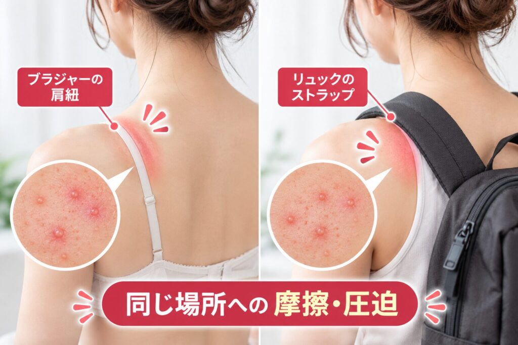 衣類やバッグの紐との摩擦