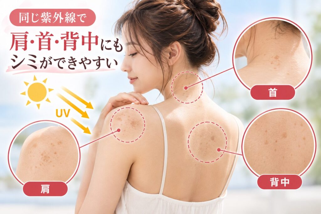 肩のシミとあわせて確認したい部位